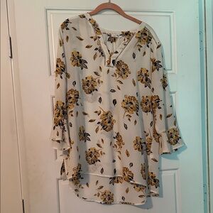 Maurices Cream Floral Tunic with Mustard Accents